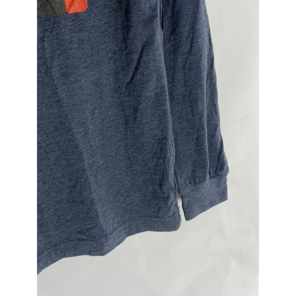 BELLA+CANVAS Unisex Blue Heather CVC Graphic Long Sleeve Crewneck T-Shirt SZ S