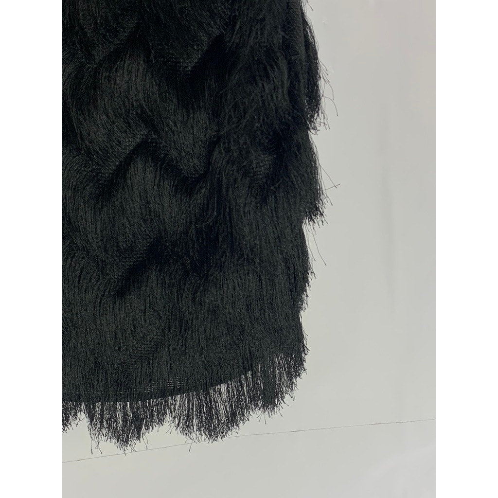 ZARA BASICS Women's Black Fringe Crewneck Pullover Tank Top SZ S