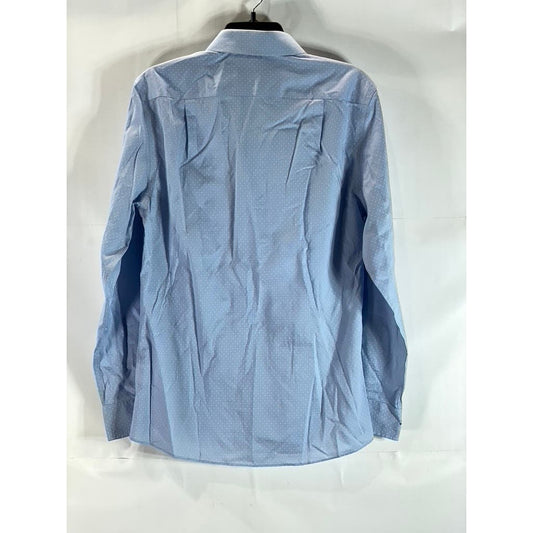 TOMMY HIILFIGER Men's Blue THFlex Supima Slim-Fit Stretch Button-Up Shirt SZ S