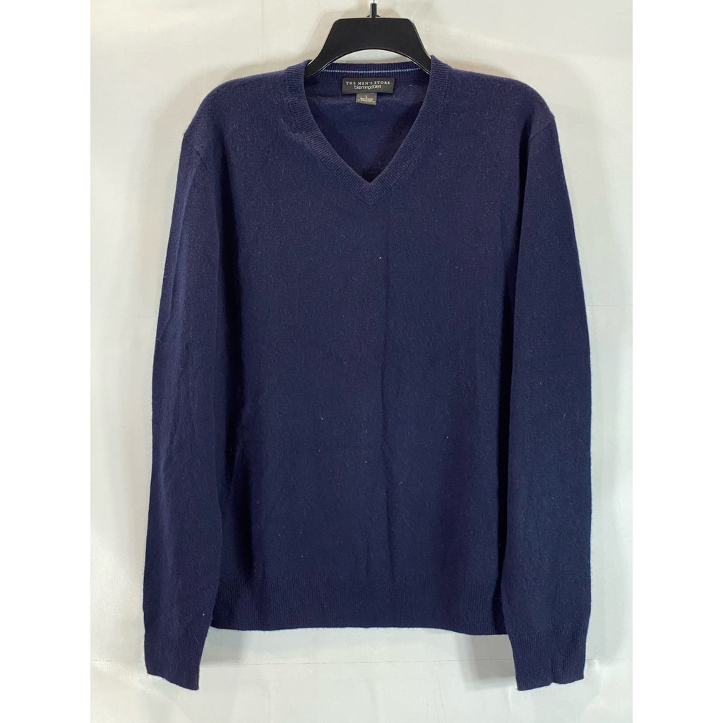 THE MEN'S STORE BLOOMINGDALES Men's Navy V-Neck Cashmere Pullover Sweater SZ L