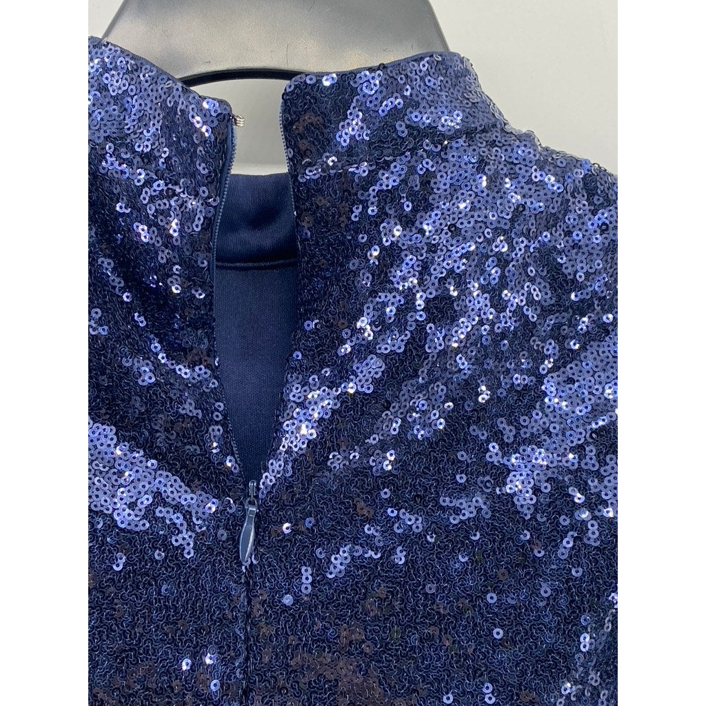 FASHION NOVA Women's Navy-Gold Ombre Sequin Dimmed With Smoke Mini Dress SZ S