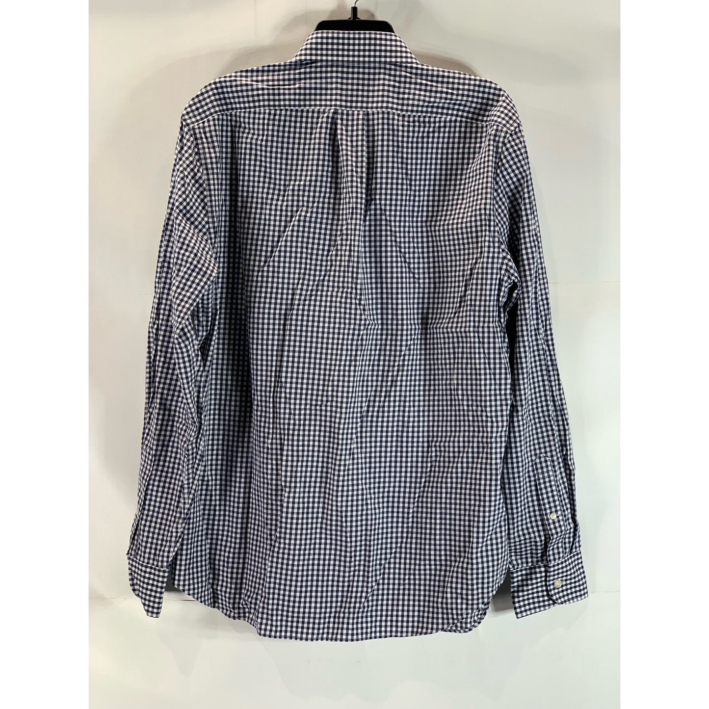 J. CREW Men's Oasis Authentic Navy/White Gingham Classic Bowery Dress Shirt SZ L