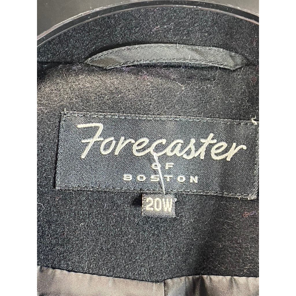 FORECARSTER OF BOSTON Women's Plus Black Wool-Blend Single Breasted Coat SZ 20W
