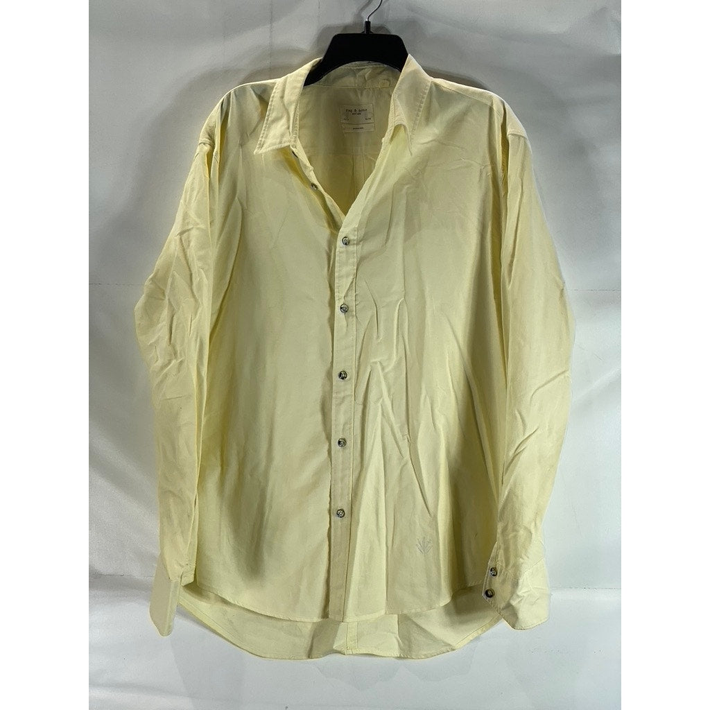 RAG & BONE Men's Yellow Solid Fit-2 Button-Up Long Sleeve Shirt SZ XL