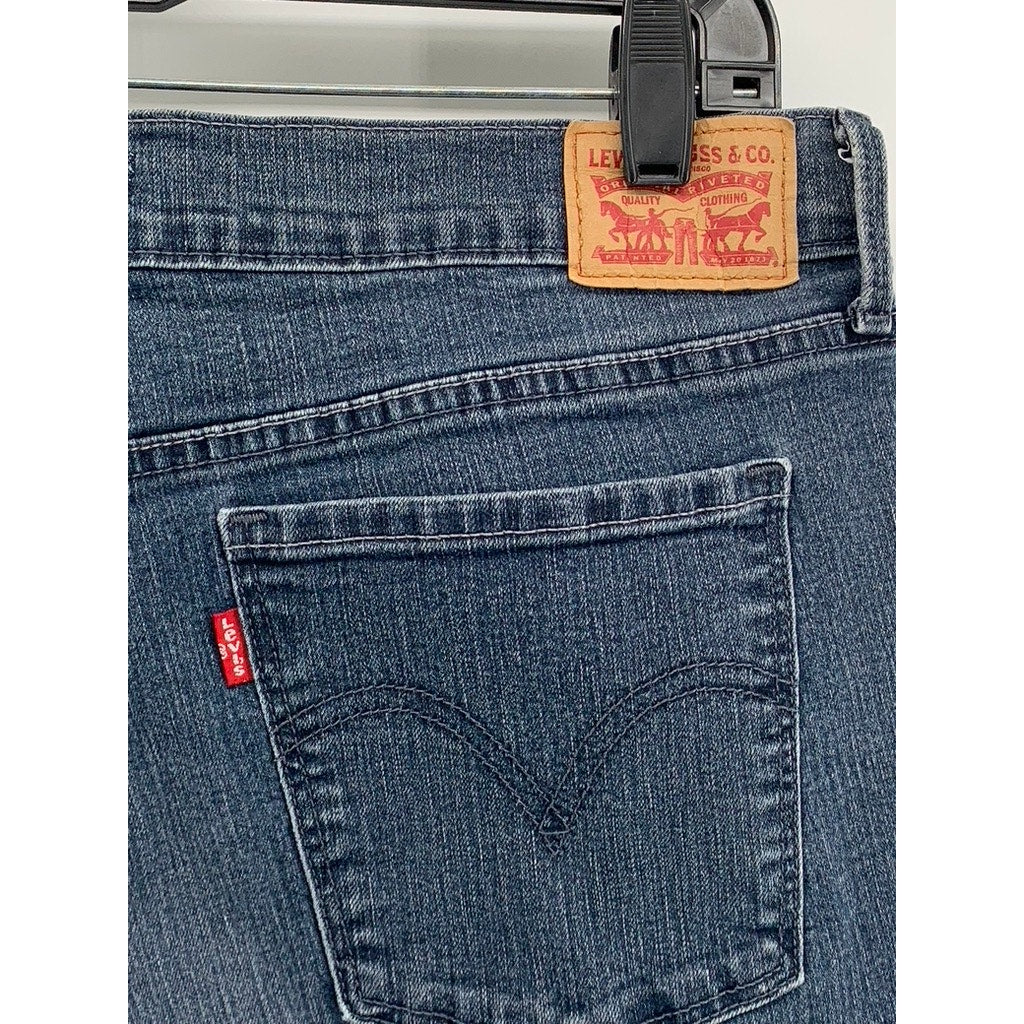 LEVI'S Women's Blue Denim Distressed 505 Straight Leg Jeans SZ 14