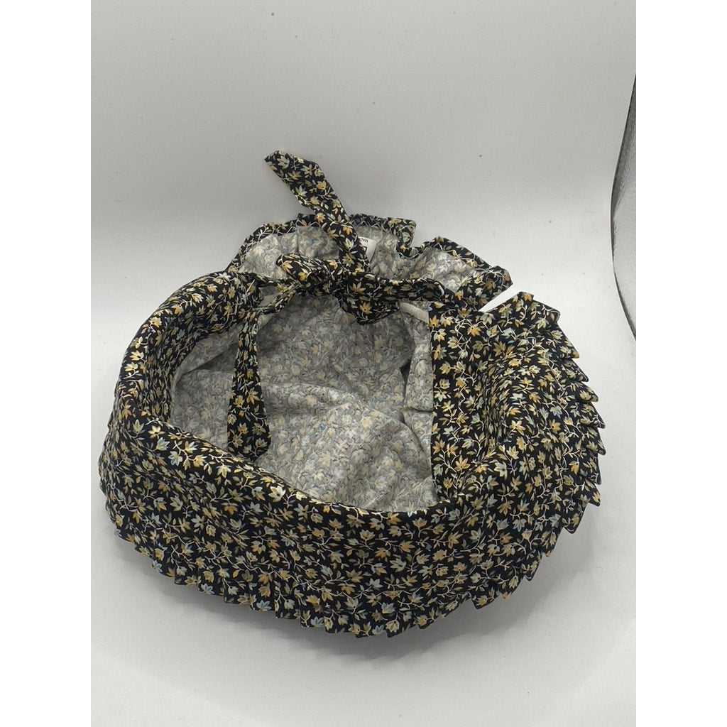 UNBRANDED Women’s Black Floral Print Ruffle Prairie Hat SZ L