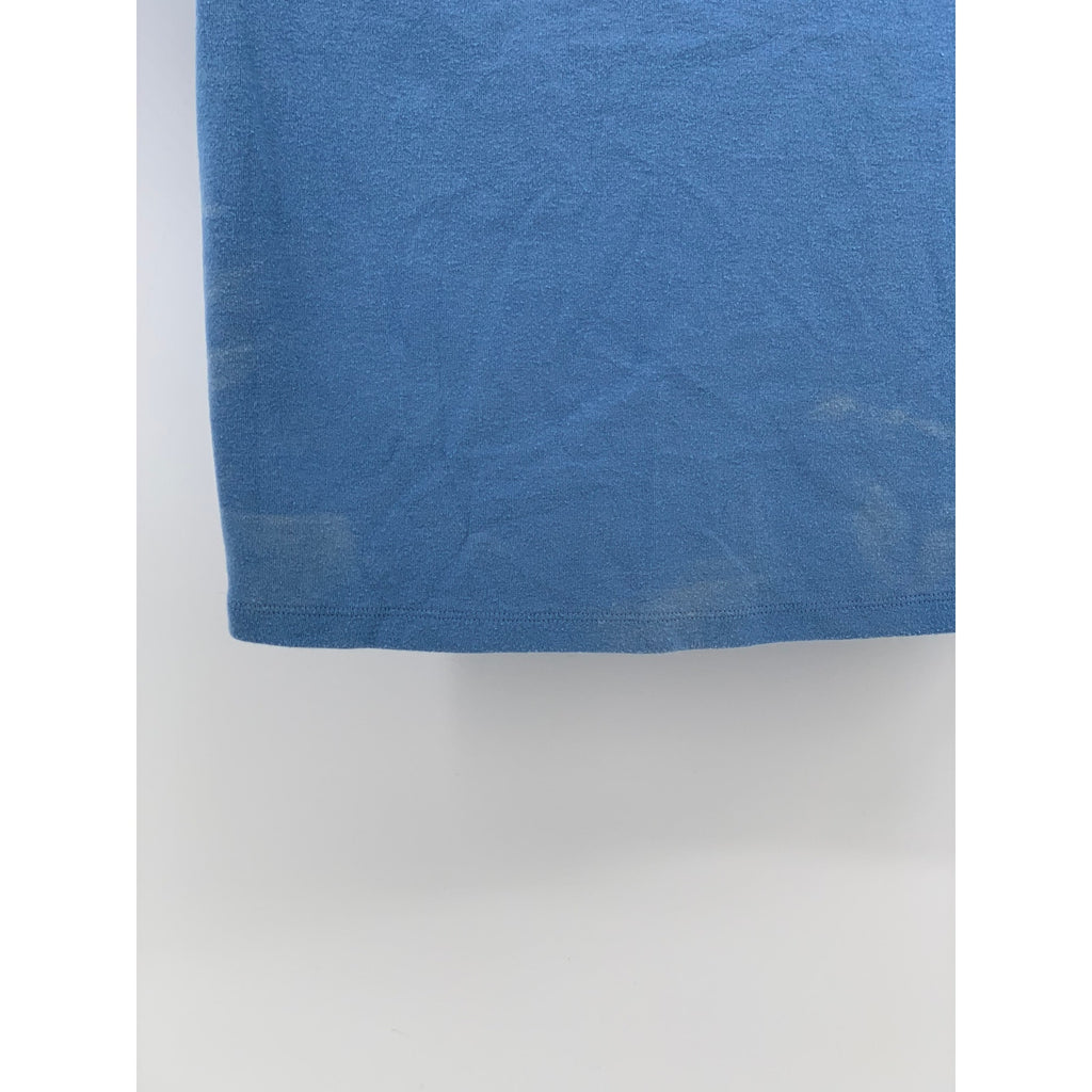 SUNDAY BEST Women's Blue Solid Crewneck Short Sleeve Casual Cropped Top SZ M