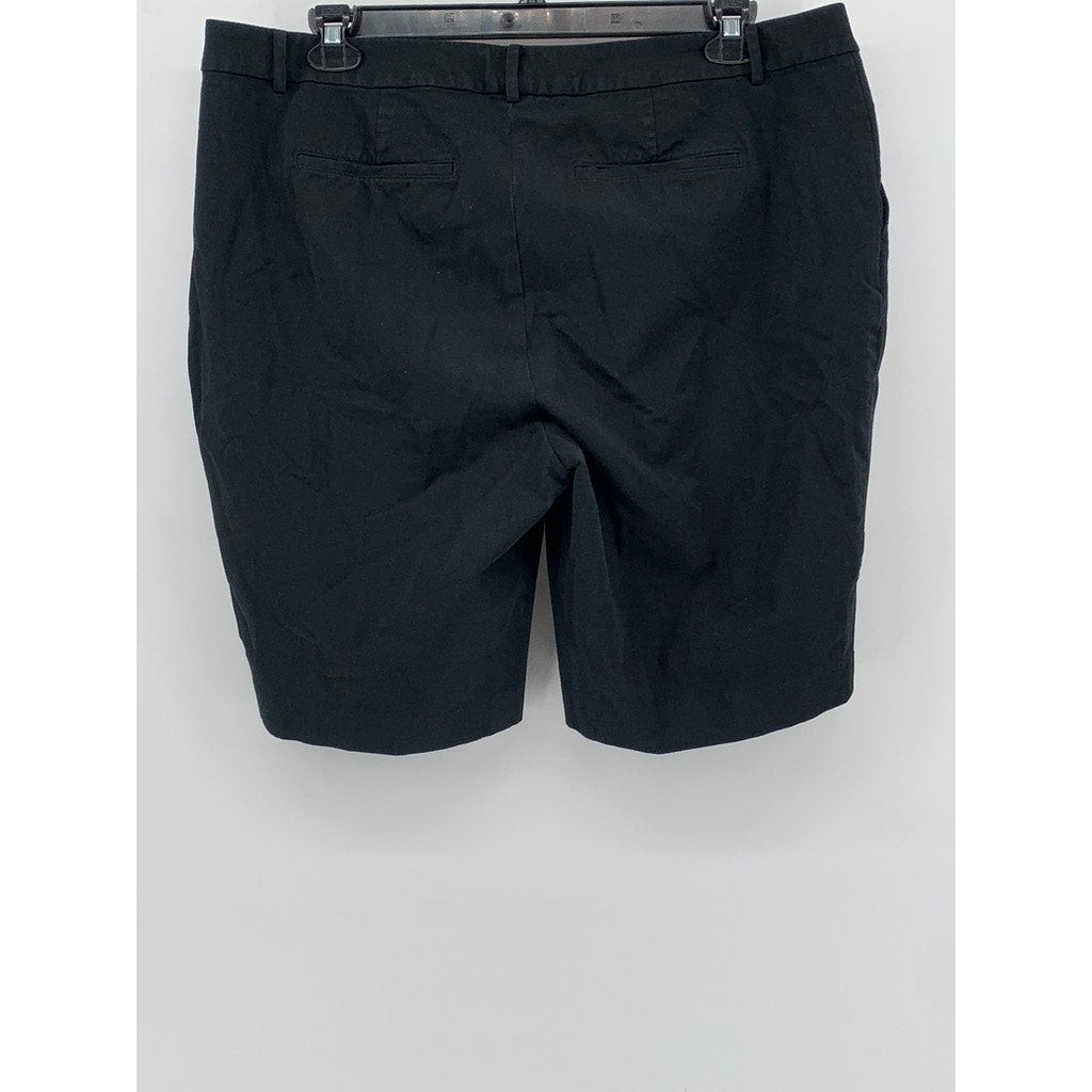 LAUREN RALPH LAUREN Women's Plus Size Black Solid Bermuda Shorts SZ 18W