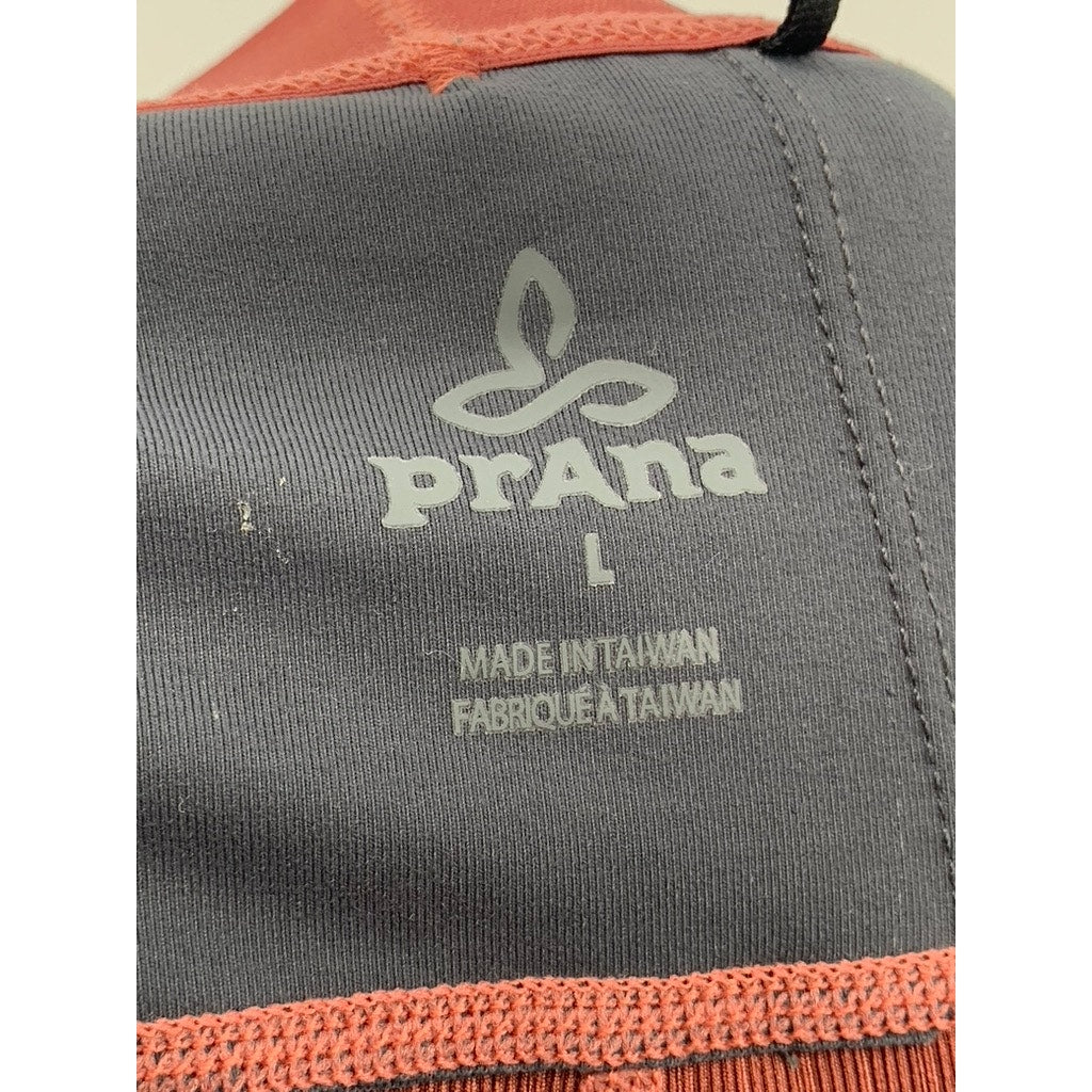 PRANA Women's Orange Ribbed Elastic-Waist Pull-On Leggings SZ L