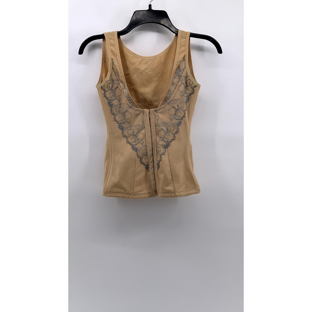 UNBRANDED Women's Beige-Blue Lace Corset Shapewear Top SZ L