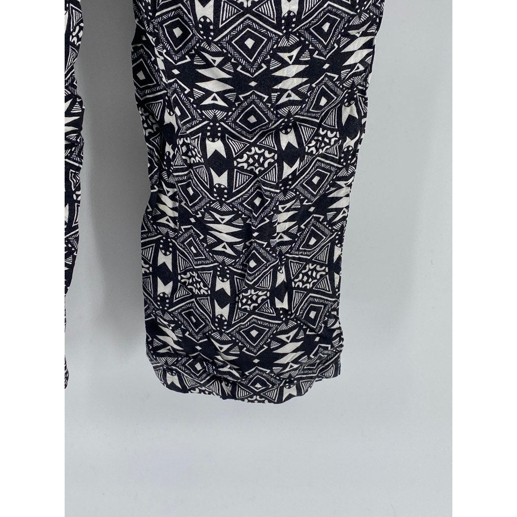 DIVIDED By H&M Women's Black-White Printed Slim-Leg Relaxed Fit Pants SZ 6