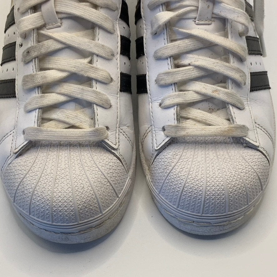 ADIDAS Women's White/Black Pro Model 3-Stripe High-Top Lace-Up Sneakers SZ 5.5