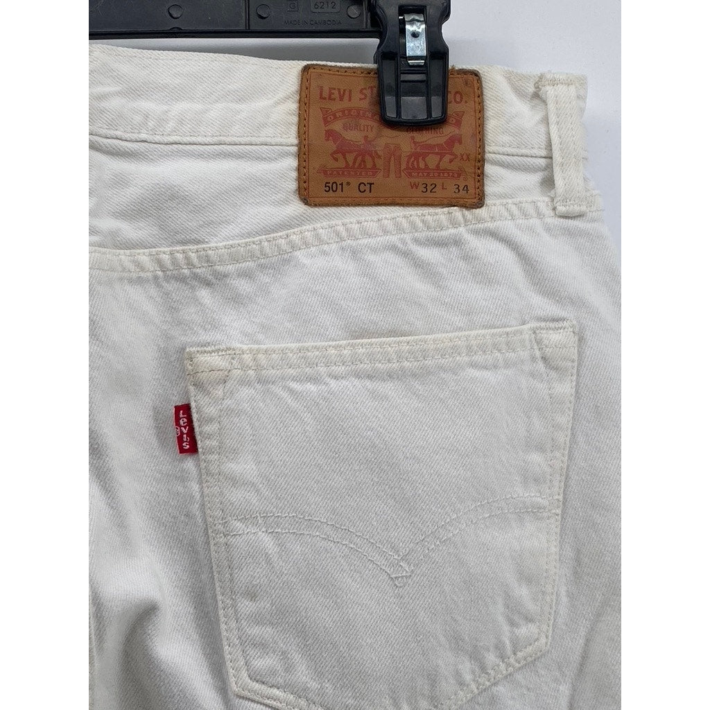 LEVI'S Men's White 501 CT Button-Fly Denim Five-Pocket Jeans SZ 32X34