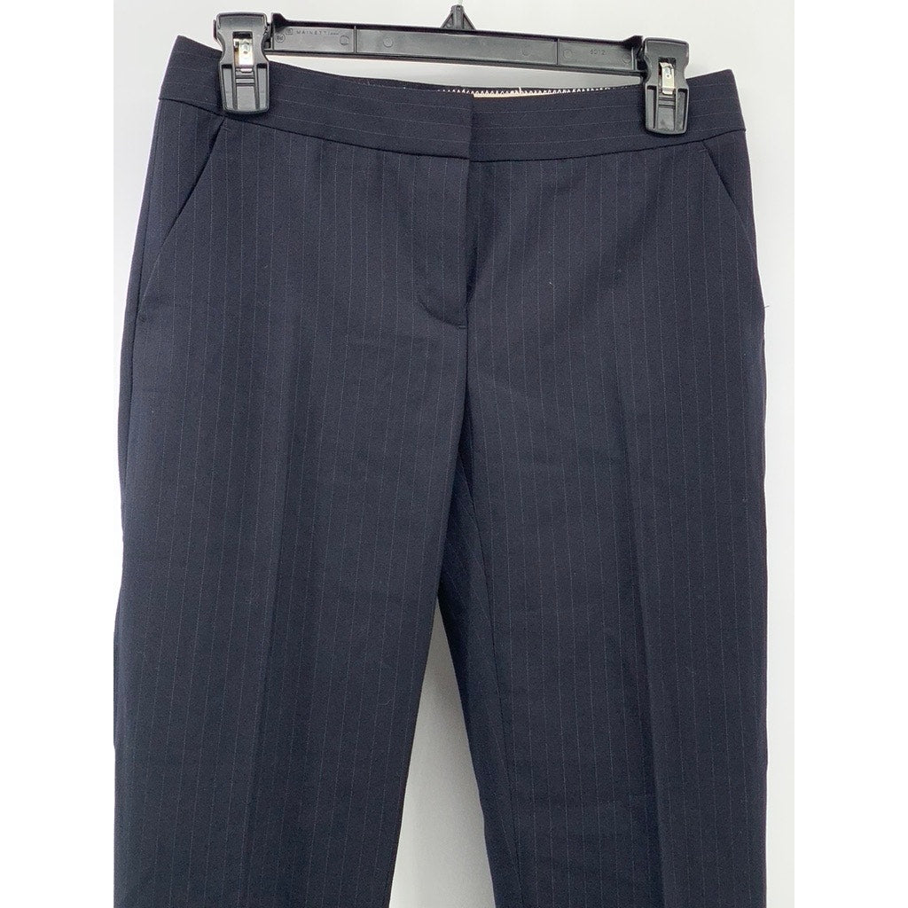 J.CREW Women's Petite Navy Pinstripe Favorite Fit Wool Pants SZ 0P