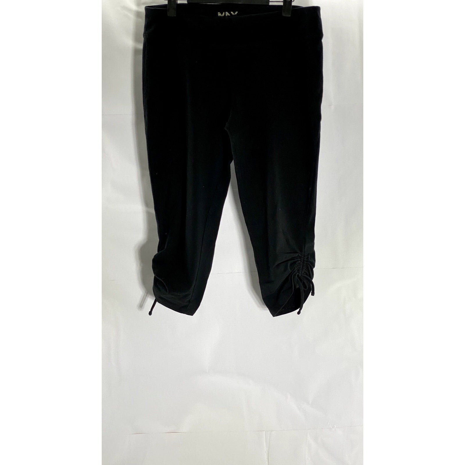 MNY Marc New York Women's Black Solid Pull-On Cinched-Hem Capri Pant SZ L