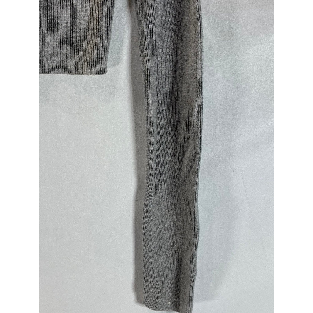 LA HEARTS Pacsun Women's Grey Ribbed Knit Crewneck Long Sleeve Crop Top SZ M