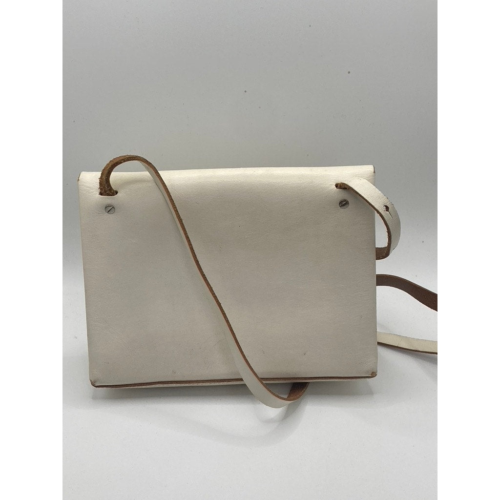 COS Women’s Cream Leather Magnetic Closure Crossbody Bag SZ OS