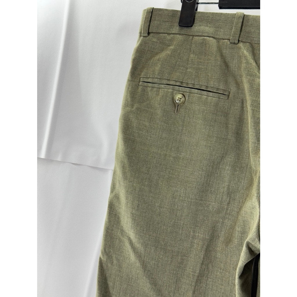 PERRY ELLIS Men's Tan Straight-Leg Flat Front Dress Pants SZ 29X30