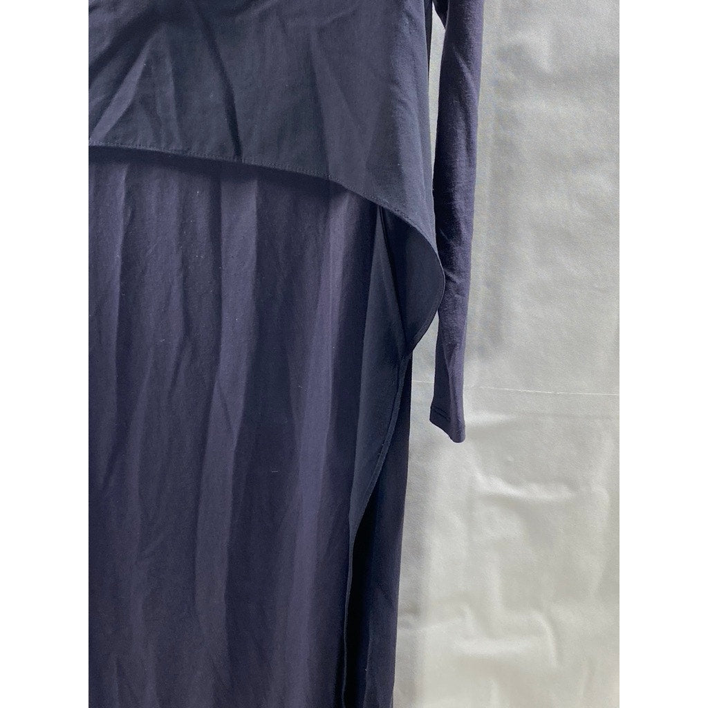 PASHMINA Women's Navy Blue Crewneck Layered Long Sleeve Maxi Dress SZ M