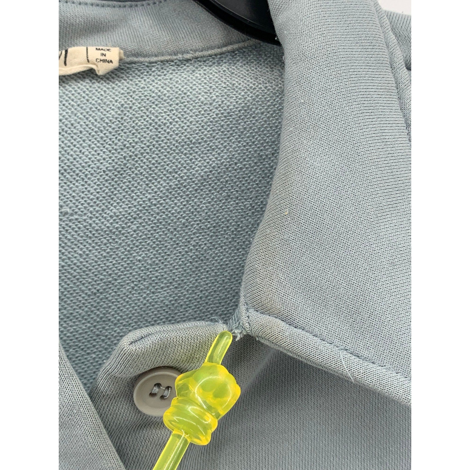 NEW IN Women's Dusty Blue Long Sleeve Pullover Cropped Henley Sweater SZ S