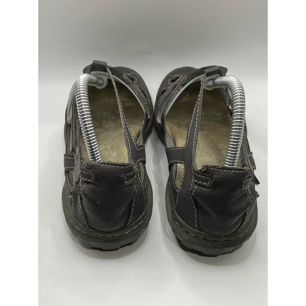 JBU By JAMBU Gray Leather Sydney Cutout Round-Toe Ankle-Strap Casual Shoes SZ7.5