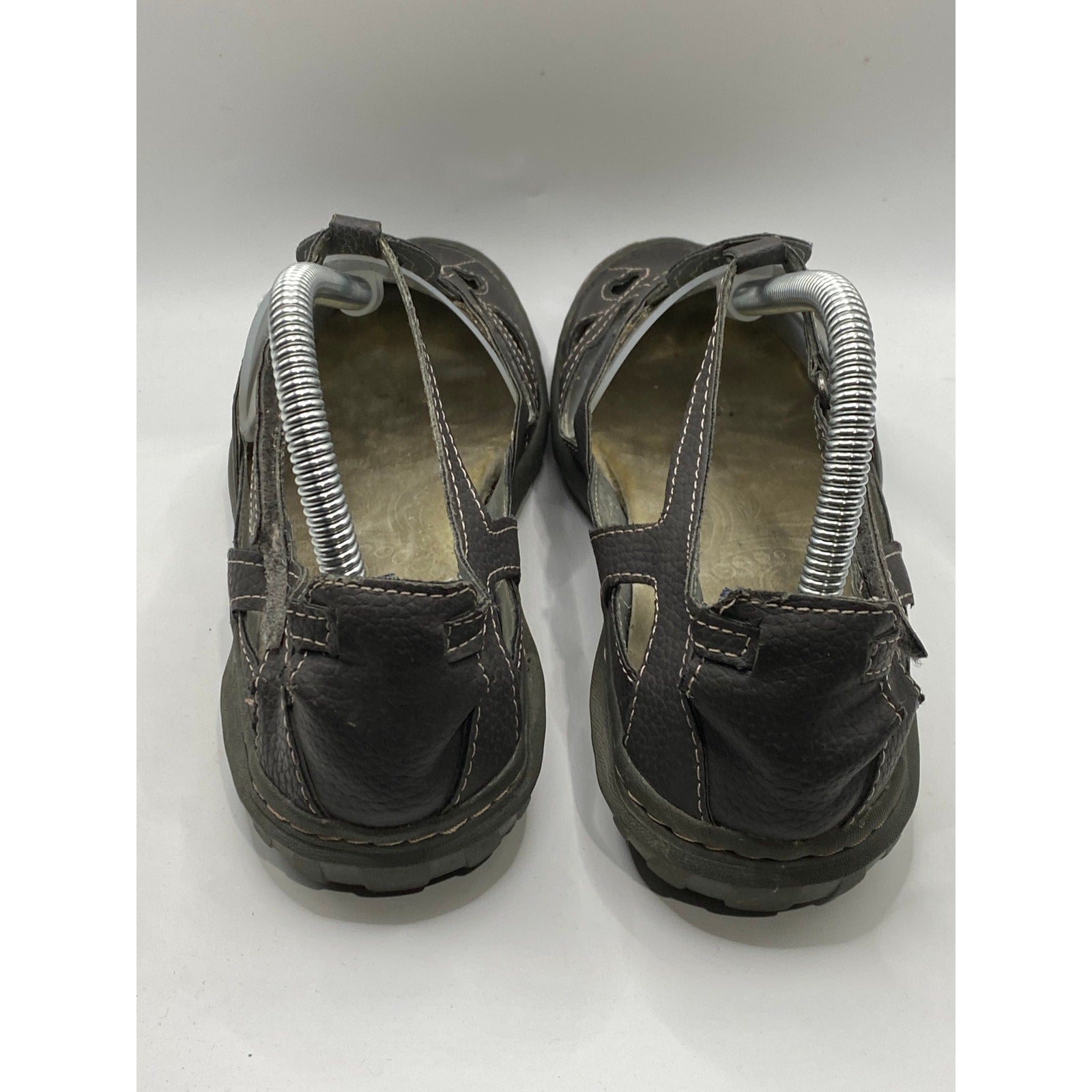 JBU By JAMBU Gray Leather Sydney Cutout Round-Toe Ankle-Strap Casual Shoes SZ7.5