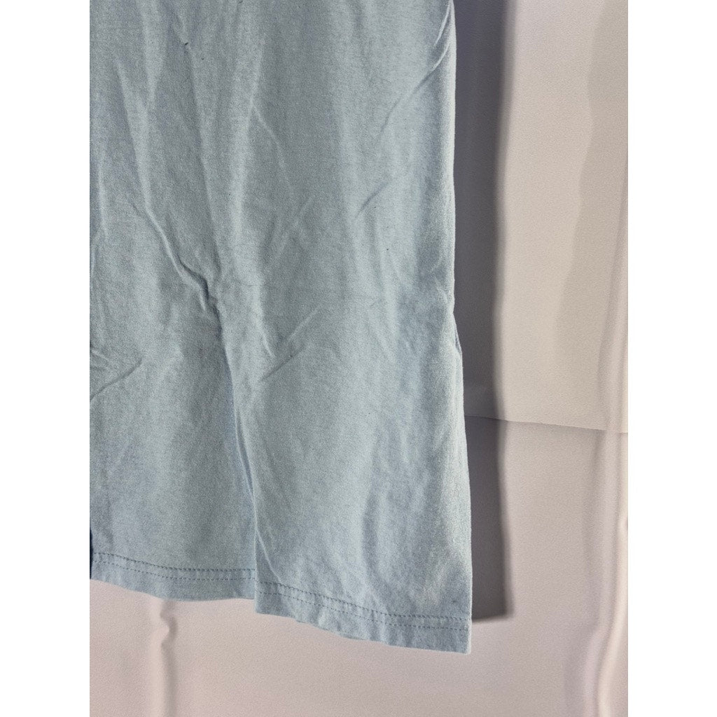 HOTEL NYC Men's Baby Blue Crew Neck Worded Short Sleeve T-Shirt SZ L