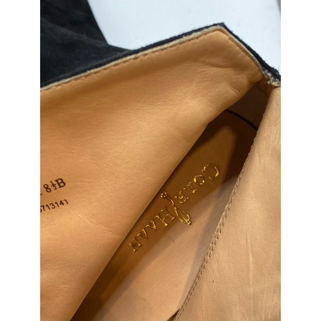 COLE HAAN Women's Black Suede Pointed-Toe Wedge Ankle Bootie SZ 8.5