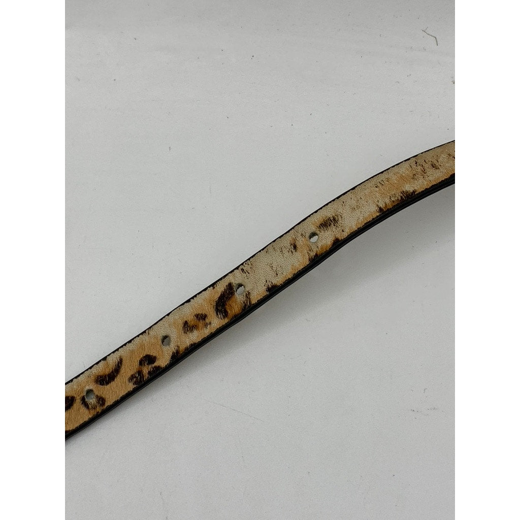 BANANA REPUBLIC Women's Animal Print Cow Leather Skinny Belt SZ L