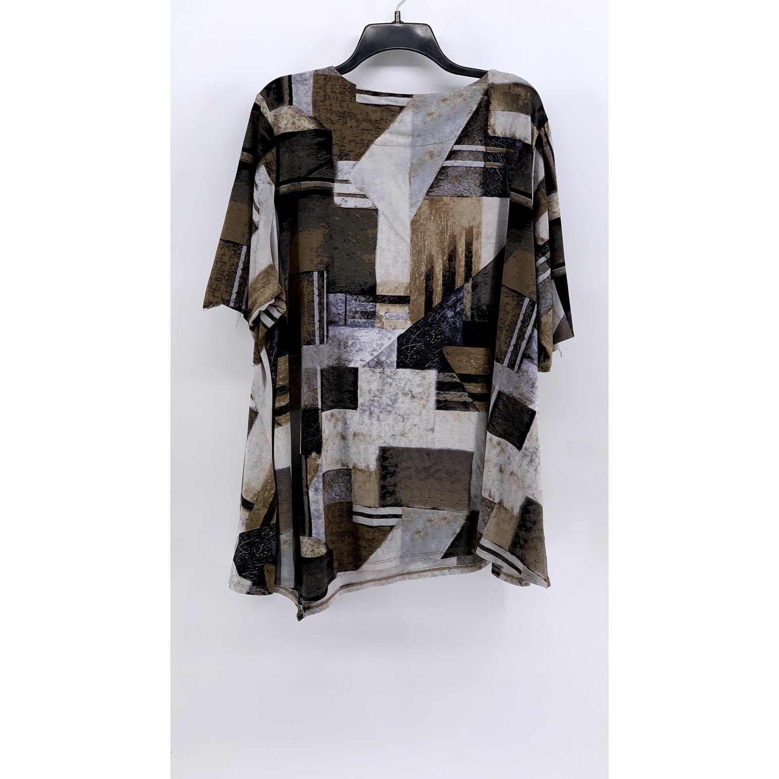 AVENUE Women's Brown-White Crewneck Short Sleeve Top SZ 26/28