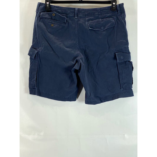 LANDS' END Men's Navy Traditional-Fit Cargo Shorts SZ 40