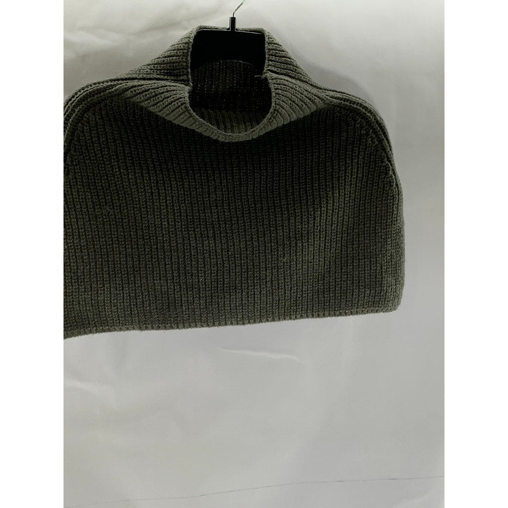 UNBRANDED Women's Gray Ribbed Pullover Turtleneck Sweater Shawl SZ OS