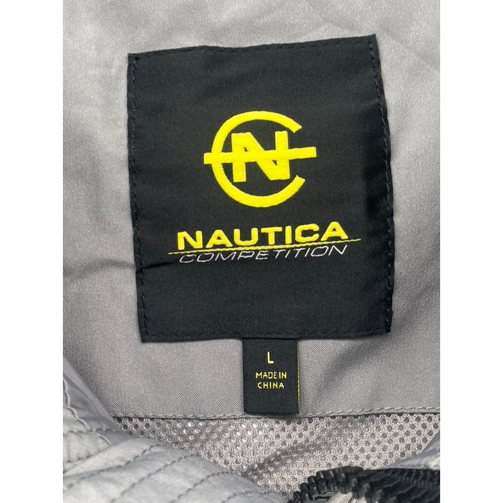 NAUTICA Men's Gray Competition Lightweight Zip-Up Sleeveless Hooded Vest SZ L
