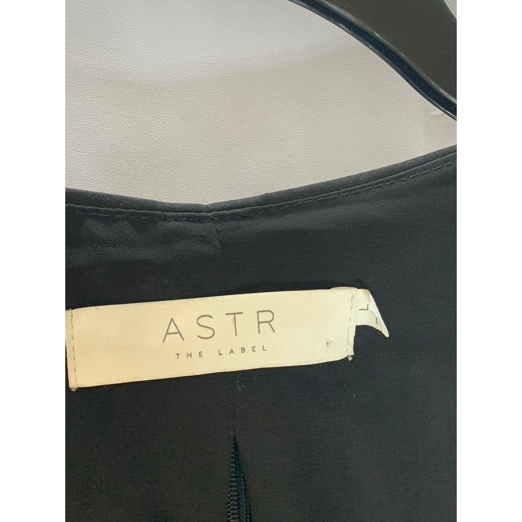 ASTR THE LABEL Women's Black Solid Straight-Neck Long Sleeve Crop Top SZ L