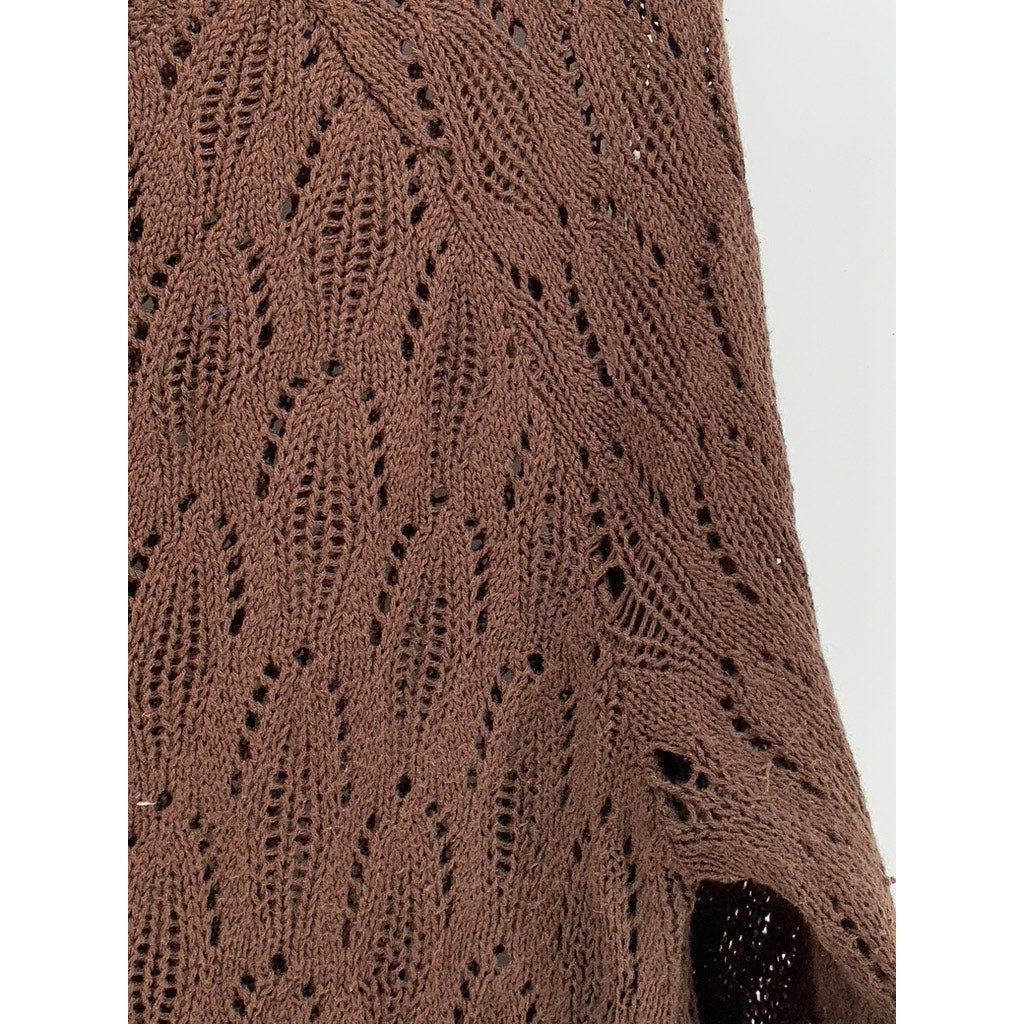 NOUVEAUX Women's Brown Crochet Knit 3/4 Sleeve Sweater Dress SZ XL