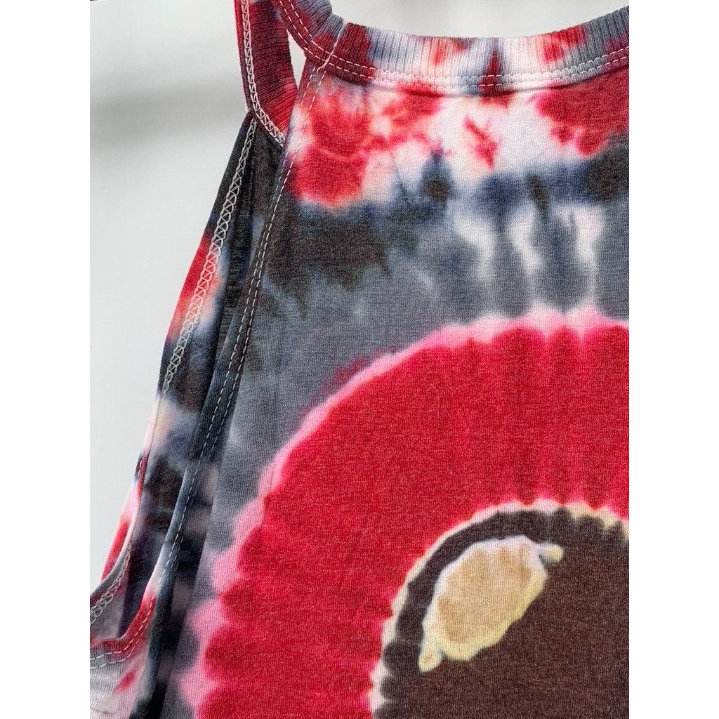 DISTRICT Women's Gray-Red Tie Dye Eye Graphic Shirt Dress SZ XS