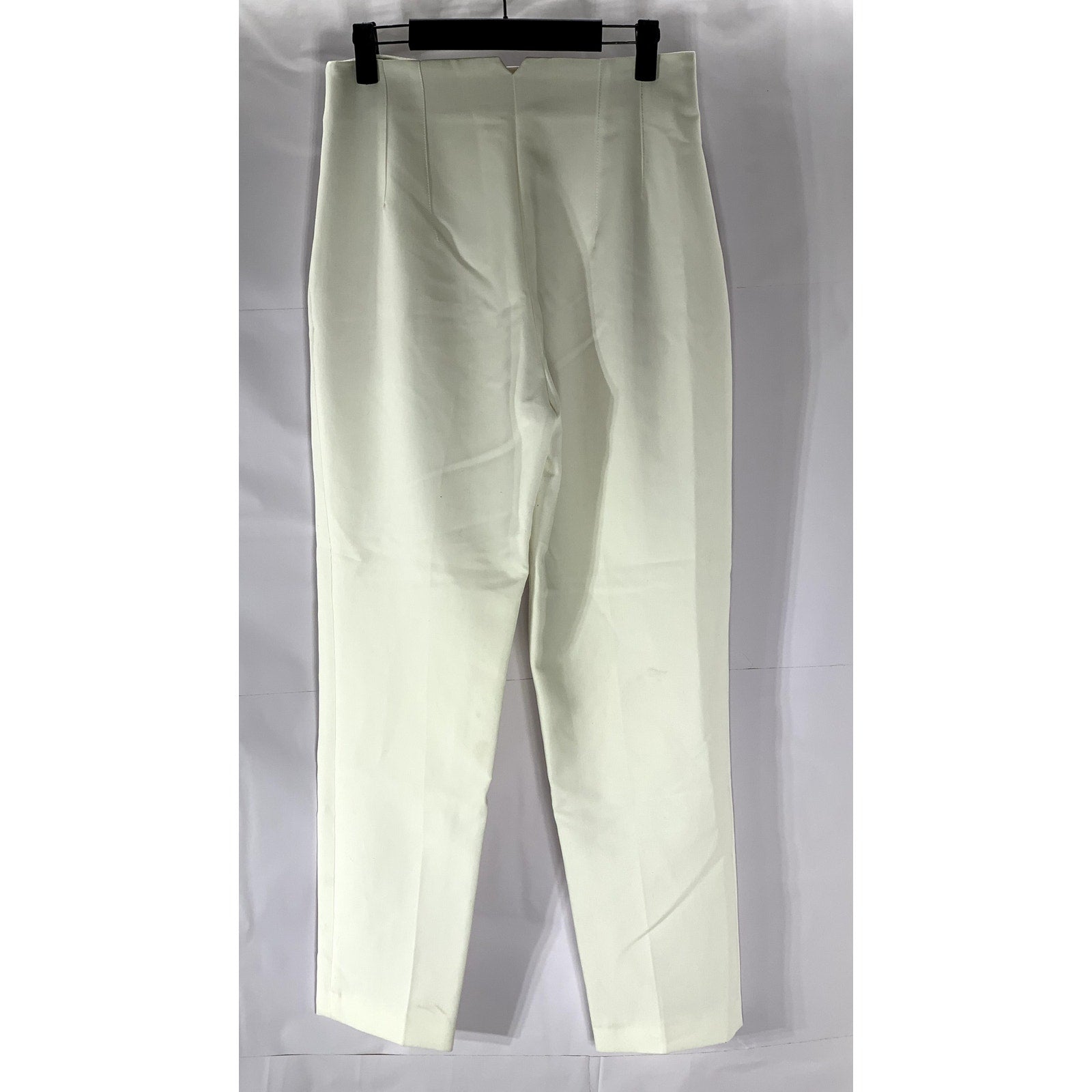 ZARA Women's White Regular Fit Slim-Leg Hook-Bar Dress Pant SZ M