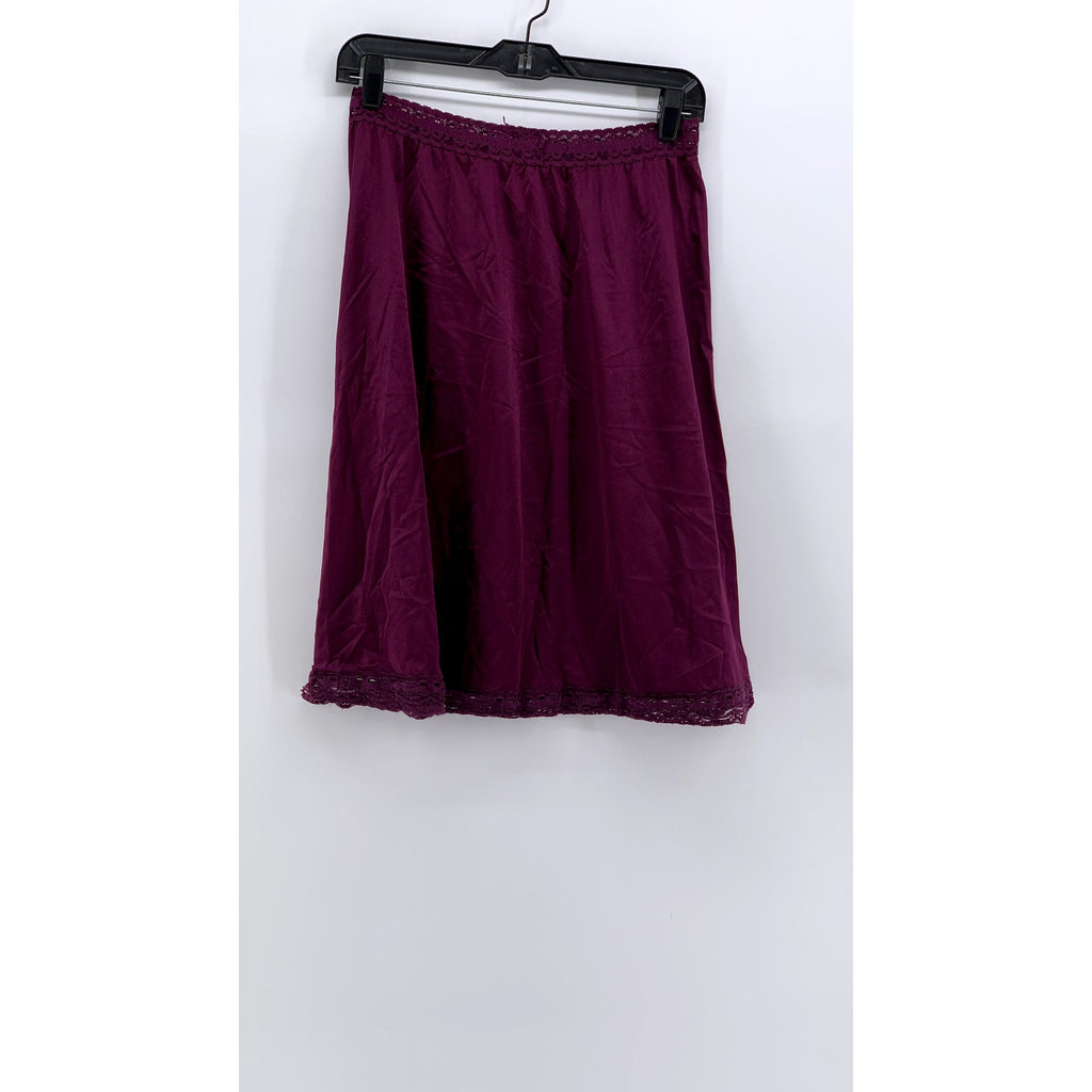 OLGA SECRET HUG Women's Vintage Plum Lace-Trim Half Slip Skirt SZ XL