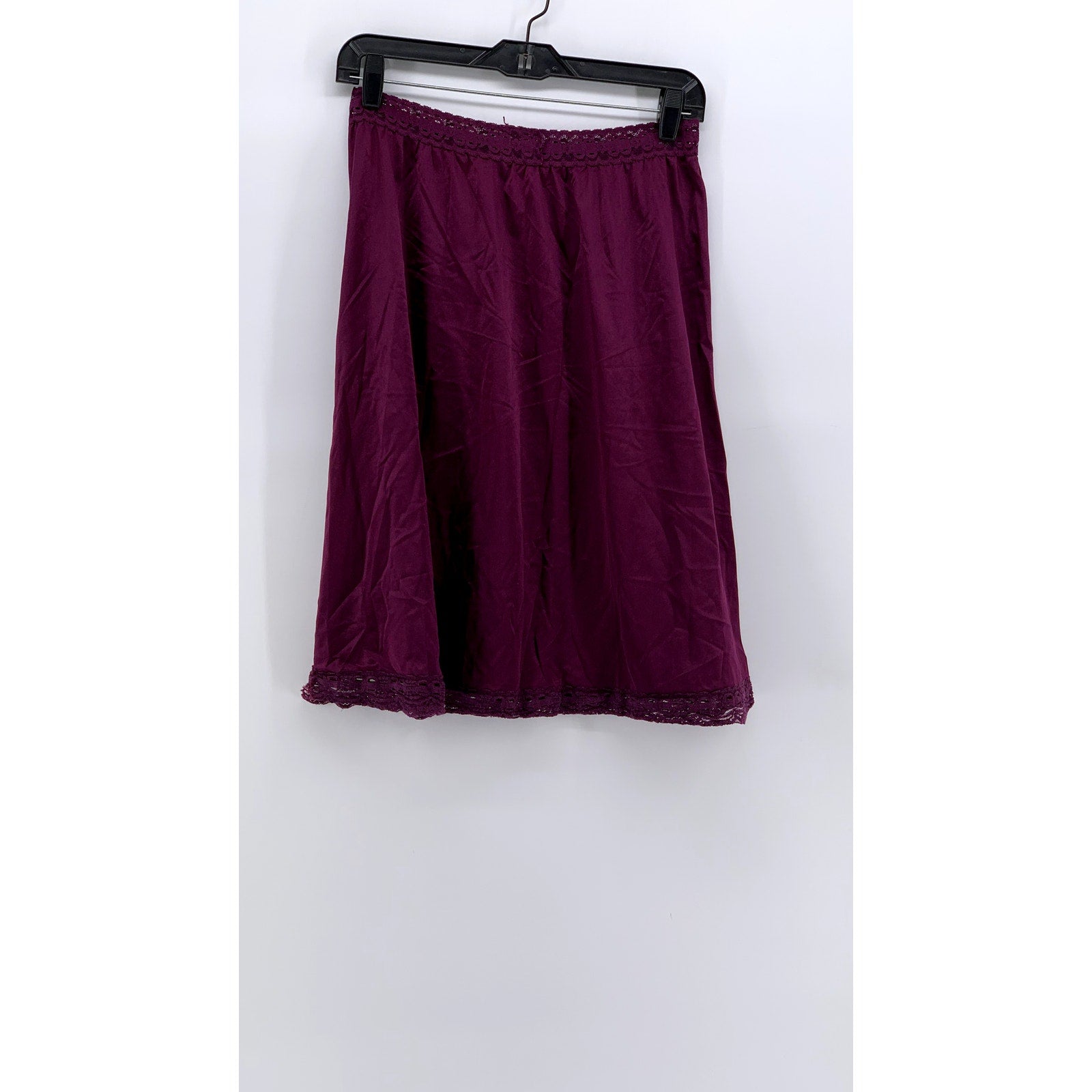 OLGA SECRET HUG Women's Vintage Plum Lace-Trim Half Slip Skirt SZ XL