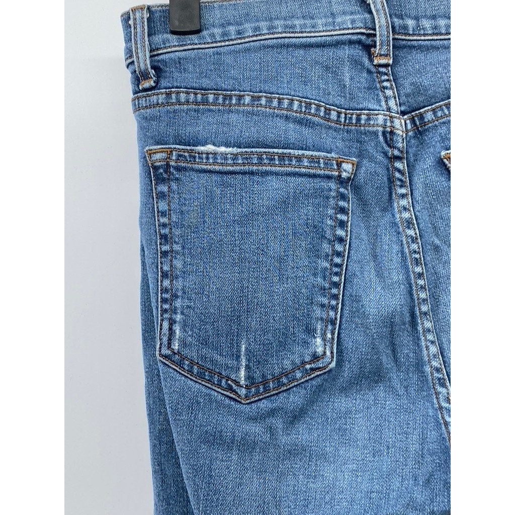 REFORMATION JEANS Women's Medium Wash Blue Riley Skinny Distressed Jeans SZ 27