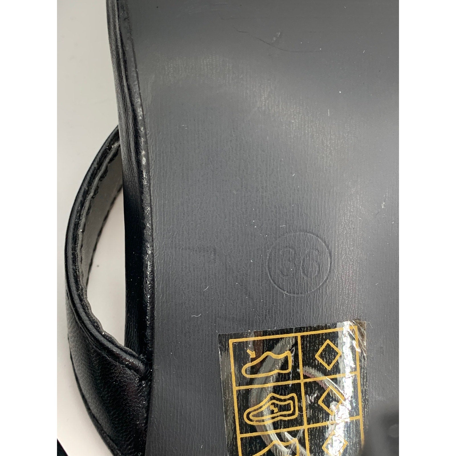 UNBRANDED Women's Black Faux-Leather Square-Toe Slip-On Heeled Sandals SZ 6