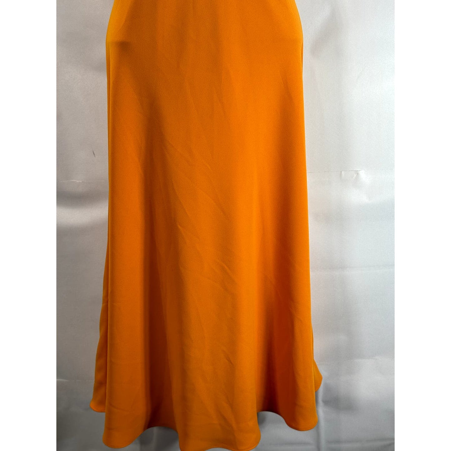 KAREN MILLEN Women's Orange Ruched Mock-Neck Sleeveless Empire-Waist Dress SZ 8