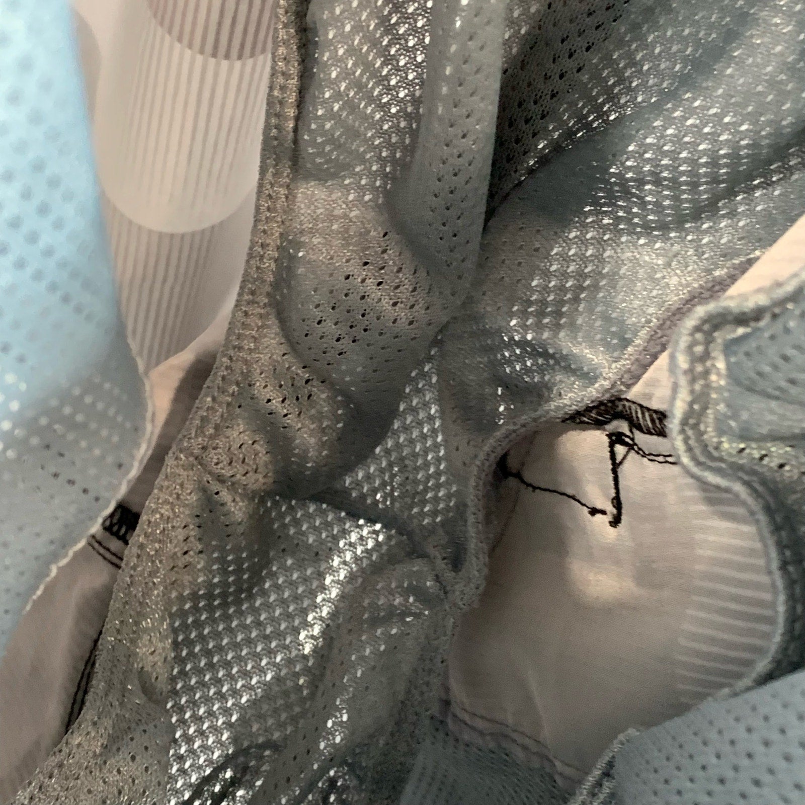 NIKE Men's Gray Striped Drawstring Mesh Brief-Lined Pull-On Swim Shorts SZ XL
