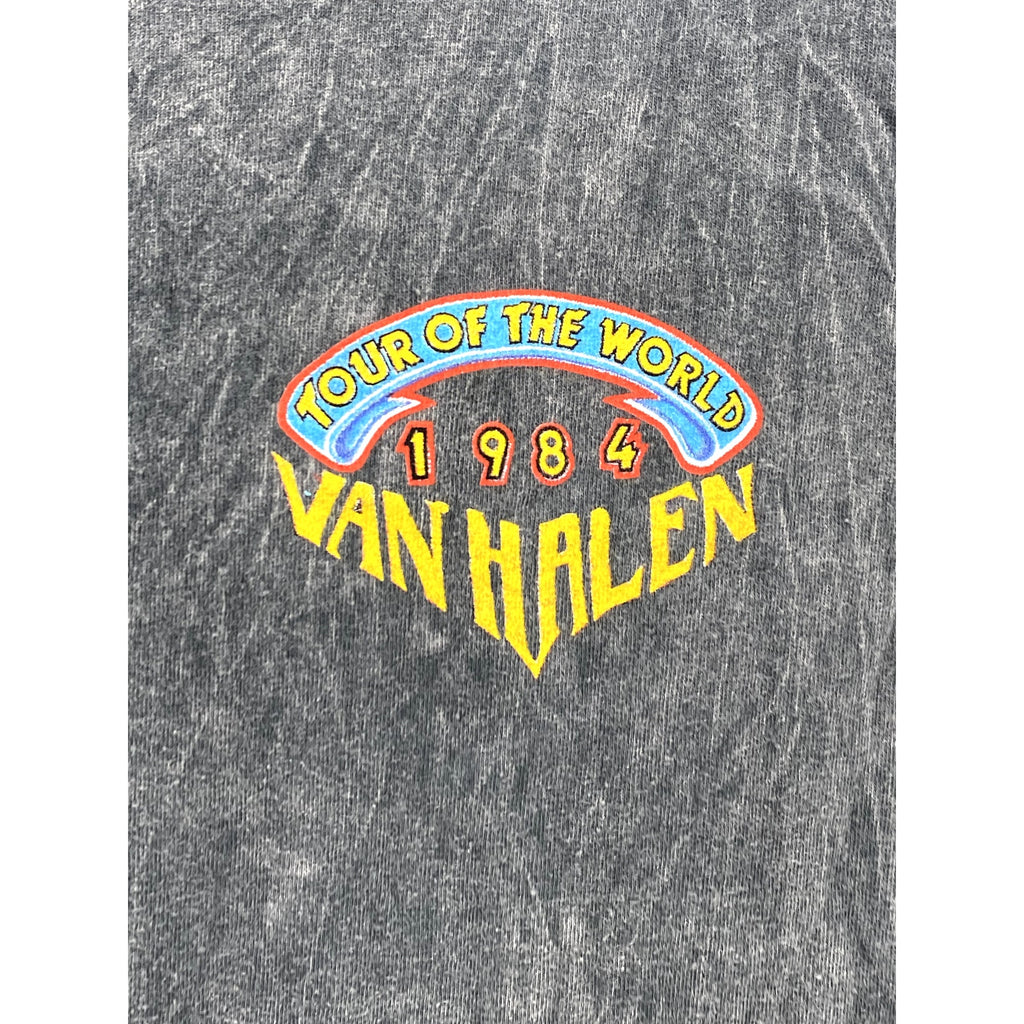 VAN HALEN Men's Acid Washed Black Crewneck Eagle Graphic T-Shirt SZ S