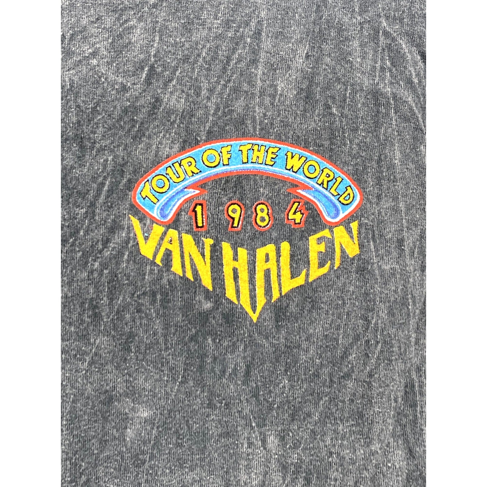 VAN HALEN Men's Acid Washed Black Crewneck Eagle Graphic T-Shirt SZ S