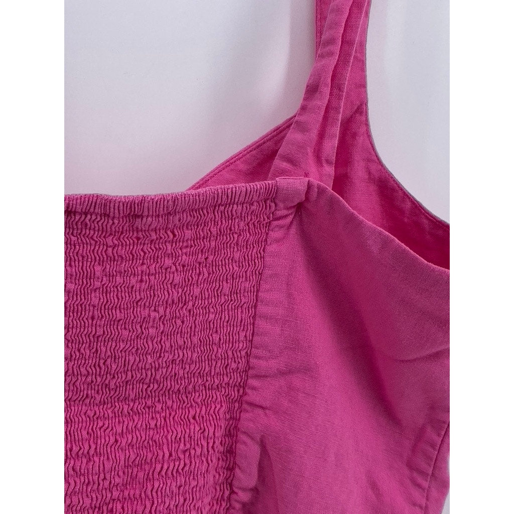 A NEW DAY Women's Pink Linen-Blend Cropped Top SZ XL