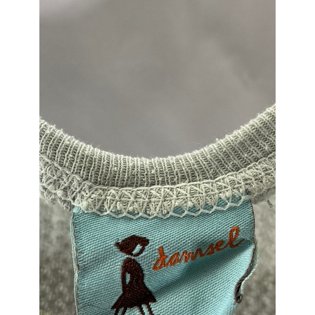 DAMSEL Women's Light Gray Thermal Knit Crewneck Lightweight Long Sleeve Top SZ L
