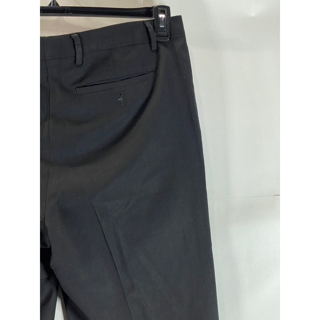 LANDS' END Men's True Black Traditional-Fit Pleated Wool Dress Pants SZ 36