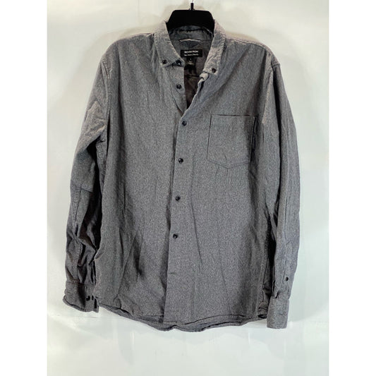 NORDSTROM Men's Dark Gray Tech-Smart Trim-Fit Button-Up Long Sleeve Shirt SZ L