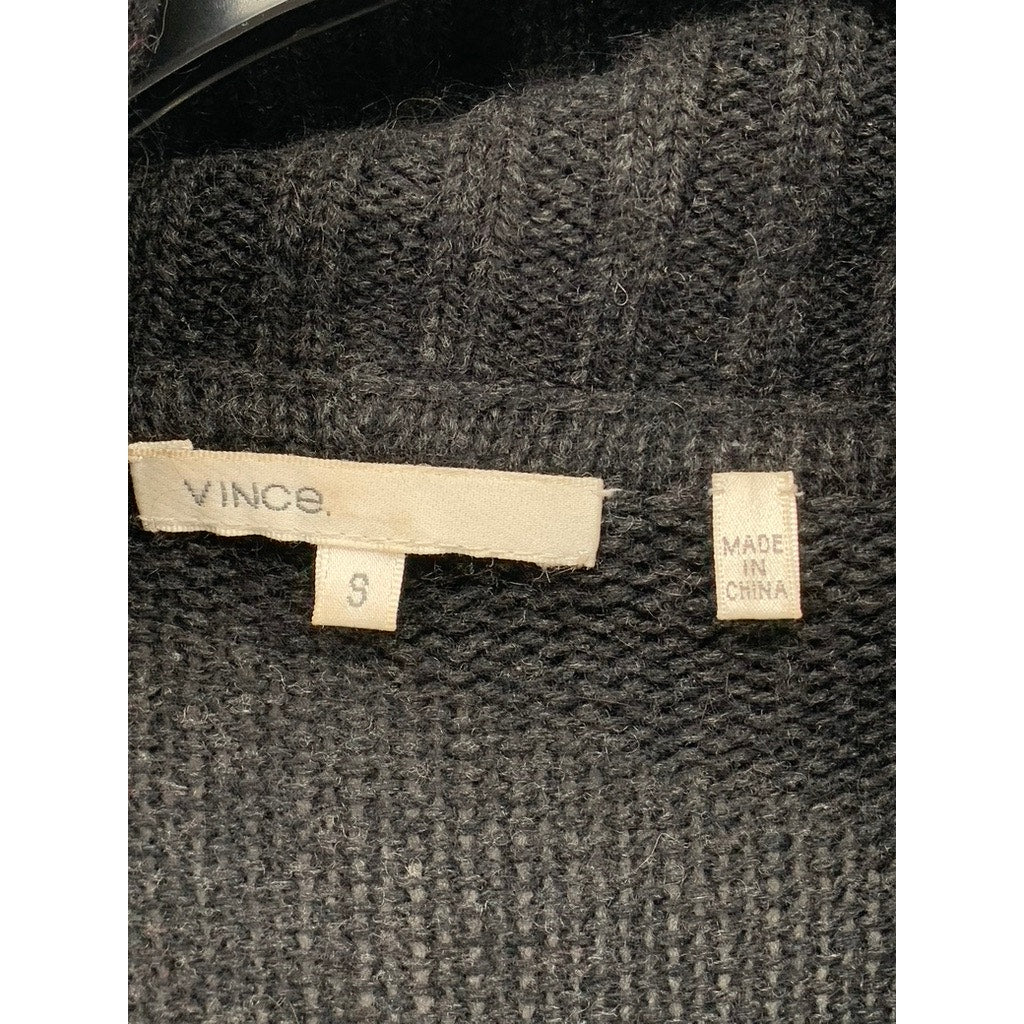 VINCE Women's Charcoal Alpaca-Wool-Cashmere Fold-Over Wrap Sweater Dress SZ S